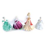 Four various Coalport figures, to include Seasons of Love Scarlett Wonder, 24cm high, etc., printed