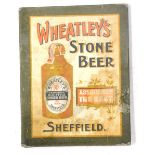 A Wheatley's Stone Beer Sheffield stand or plaque, in colours, 17cm x 15cm.