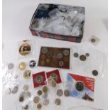 Various GB and world used coins, commemorative coins and others, low denomination, coin sets, variou