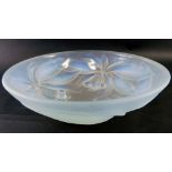 A Sabino French glass bowl, by G Vallon, with circular form with leaf and berry feet, marked Made in