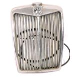 A chrome front grille, for an MG motor car.