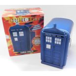 A Doctor Who Tardis cooler, boxed.
