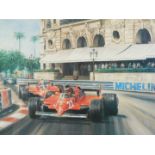 After Alan Fearnley. Jacques Villeneuve, limited edition print, signed in pencil to margin, numbered