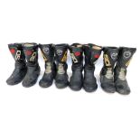 Four pairs of motorcycle riding boots, mainly size 6 and 7, brands to include Sidi, etc. (1 box)