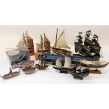 Boat related items, including a narrow boat, pair of bookends, RMS Titanic cup, etc. (1 box)