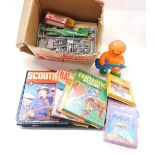 Toys and games, to include Atari Video cassette boxes, Jelly Baby Guitar Player, kit builds, annuals