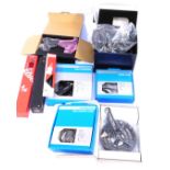 A group of bicycle accessories, to include Shimano brake levers, Suntour XCR chain set, Shimano Ulte