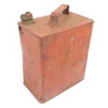 A Pratts Perfection Spirit petrol can, in red, 32cm high, 23cm wide, 16cm deep.