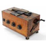 A mid century Megger vintage voltmeter wooden cased testing set, number 987486, 34cm wide.