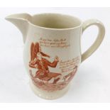 A pottery jug of Napoleonic interest, printed in red with 'The Governor of Europe Stopped in His Car