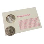 Two Maria Theresia thalers 1780, one in a presentation slip mount.