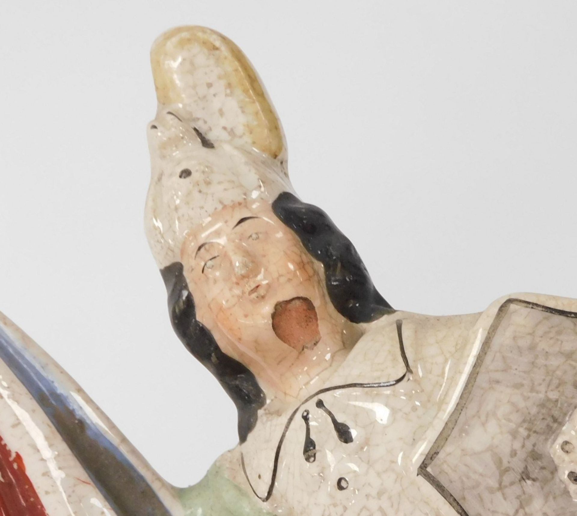 Four Victorian Staffordshire flat back figure groups, depicting War and Peace, 30.5cm and 28.5cm res - Image 5 of 5