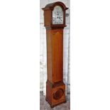 A 20thC mahogany grandmother type clock, the silvered dial engraved Tempus Fugit, with an eight day