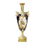 A Royal Worcester porcelain twin handled vase, circa 1897, of baluster form, decorated centrally wit