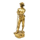 After Charles Octave Levy (French 1820-1899). Faneur, gilt bronze study of a gentleman, the base be