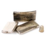 A George V silver calling card case, with all over hammered decoration, Robert Pringle & Sons, Chest