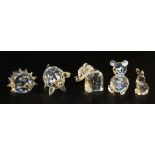A group of Swarovski crystal and other animals, to include a rabbit, boxed, hedgehog, teddy bear, et
