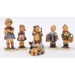 Six Goebel Hummel porcelain figures, comprising Mountaineer, Village Boy, Happy Pastime, Stitch In T