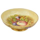 An Aynsley Orchard Gold pattern fruit bowl, of circular, footed form, painted with fruit by N Brunt,