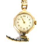 A Vertex 9ct gold cased lady's wristwatch, with octagonal watch head, inscribed to reverse 'To Murie