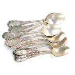 Twelve Soviet era silver table spoons, with embossed foliate and scroll decoration, terminal reserve