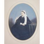 A 19thC hand coloured photograph of Lady Caroline Nevill, inscribed to reverse 'probably Later Carol