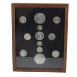 William III and later copper coinage, to include cartwheel pennies, half pennies, etc., framed and g