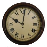A Victorian oak cased wall clock, circular dial bearing Roman numerals, single fusee movement, 39cm