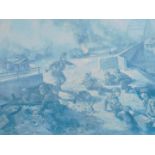 After Alan Fearnley. The Bridge at Arnhem, first edition print individually signed by Major General