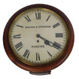 A Victorian mahogany cased wall clock by Bracher & Sydenham of Reading, circular dial bearing Roman