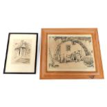 Two etchings, comprising E Bourn. The Norman Staircase, signed and titled in pencil to margin, 16cm