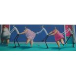 After Szikora. Males and females, Doing the Conga, limited edition, 3/95, signed and titled in penci