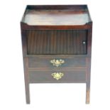 A George III mahogany night commode, with tambour front and two faux pull out drawers, 57cm wide.