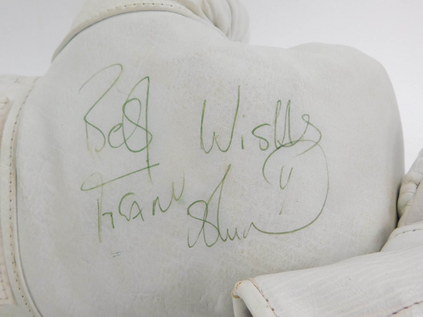 A pair of Lonsdale London boxing gloves, with biro signature Best Wishes Frank Bruno. - Image 2 of 2