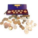 A Coronation 1953 coin collector's pack, various farthings, and a small group of shillings. (a quant