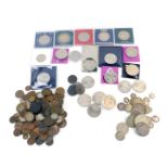 Commemorative coins, comprising Churchill crowns, Queen Elizabeth crowns, various halfpennies, Battl