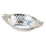 An Edward VII silver bonbon dish, with bow handles and pierced basket body, London 1905, 5.66oz.