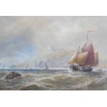 Edwin Hayes (1820-1904). Falmouth Harbour, watercolour, unsigned, attributed verso, 16cm x 26cm.