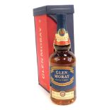 A bottle of Glen Moray single malt whisky, aged 12 years, boxed.