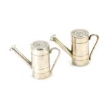 A pair of Culinary Concepts silver plated watering can salt and pepper pots, 19cm high. (2)