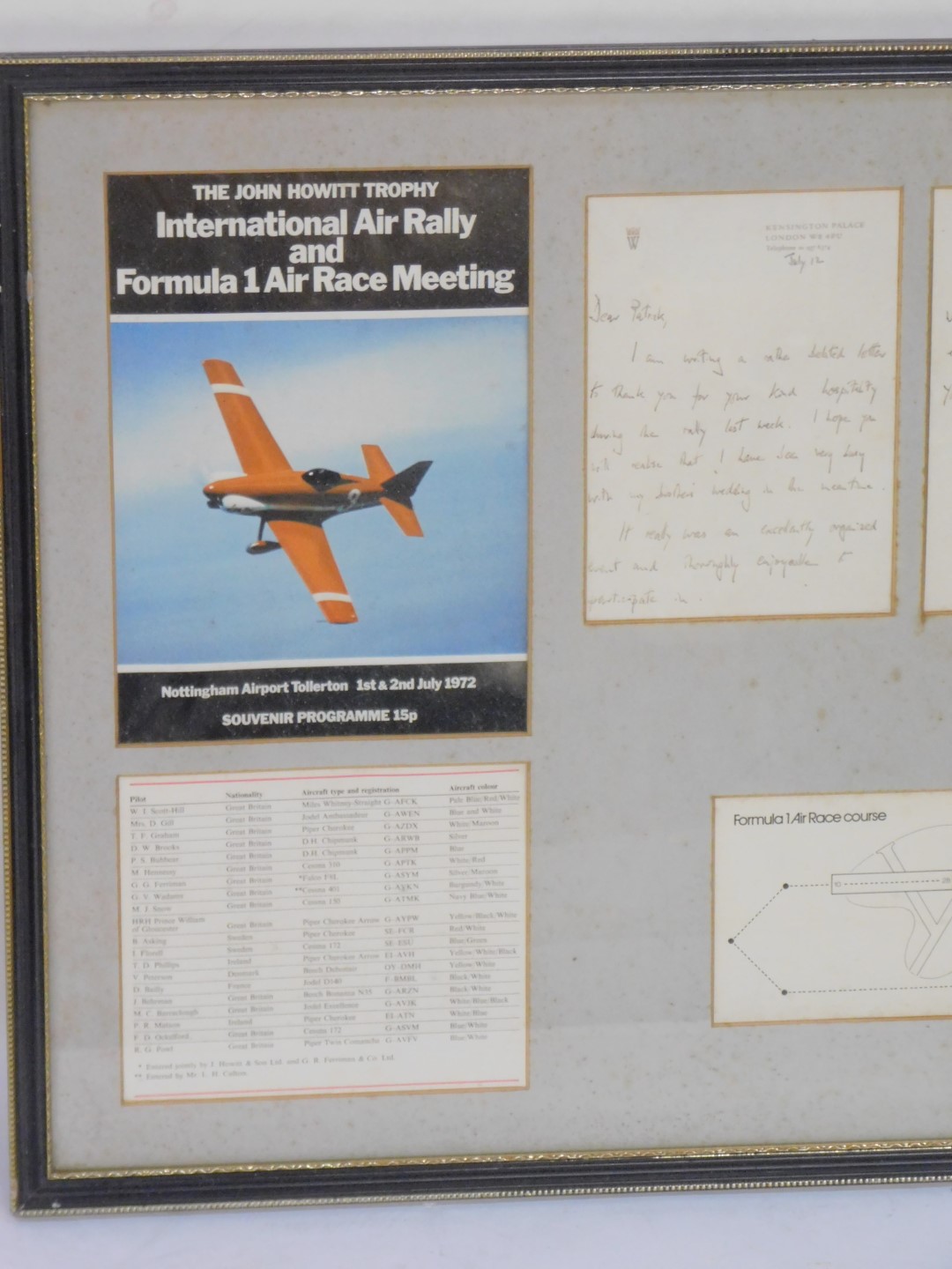 A framed aviation poster, relating to the John Howard Trophy International Air Rally and Formula 1 A - Image 2 of 3