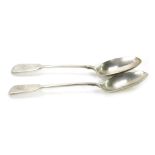 A pair of Victorian silver table spoons, fiddle pattern, initialled, London 1858, 19cm long, 4½oz. (