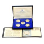 A United Nations Official 25th Anniversary Commemorative Medal Set, first edition proof, in sterling