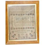 A 19thC alphabetic, numeric, pictorial and motto sampler, by Louisa Butt, aged 10 years, undated, 44