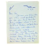 A letter addressed to Joe Goldman, on headed paper dated 04.08.69 from Freddie Brown 'It was nice to