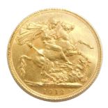 A George V full gold sovereign, 1912.