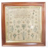 A George IV pictorial and motto sampler, Come Faints and Drop A Tear or Two..., by Elizabeth Freer,