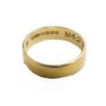 A 22ct gold plain wedding band, size N, 4g.