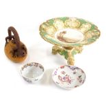 Various 19thC and other pottery and porcelain, etc., a Newhall porcelain tea bowl and saucer, 10cm w