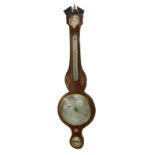 Barnaschini of Newcastle upon Tyne. A 19thC wheel barometer, in a mahogany and shell marquetry case